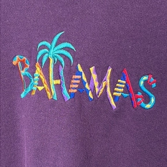 BAHAMAS PURPLE COLORFUL EMBROIDERED MEDIUM CREWNECK SWEATSHIRT - Picture 2 of 7